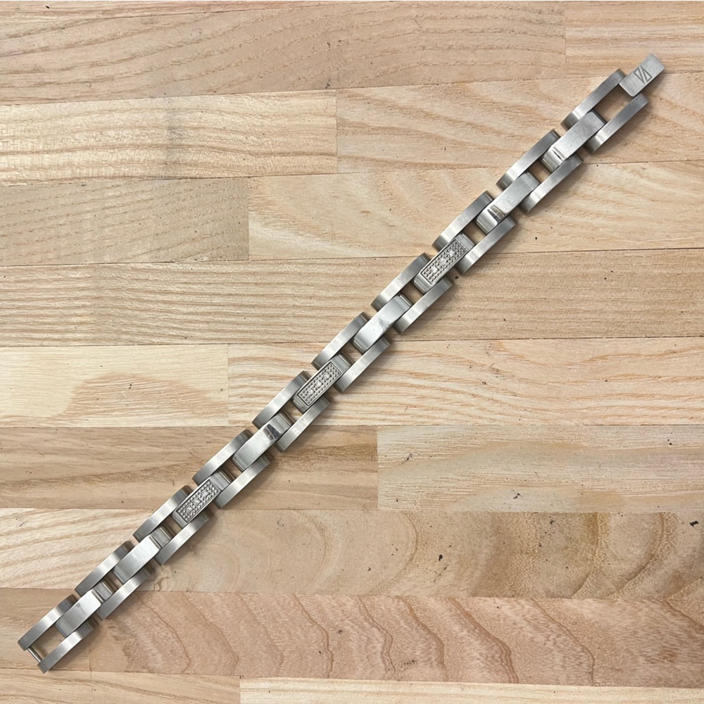 Unbranded Mens linked stainless steel diamond chain bracelet 11mm width